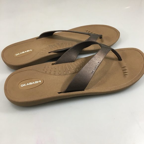 Okabashi LL 11 Breeze Brown Flip-Flops Sandals Vegan Non-Marking - Picture 3 of 6